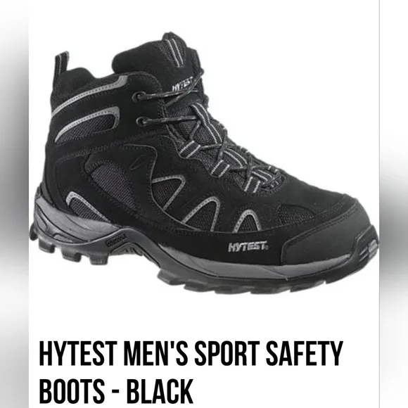 Hytest Men\'s Sport Safety Boots - Black Size 9 Apex Metatarsal Guard Composite Toe Side Zip 8 main image 2